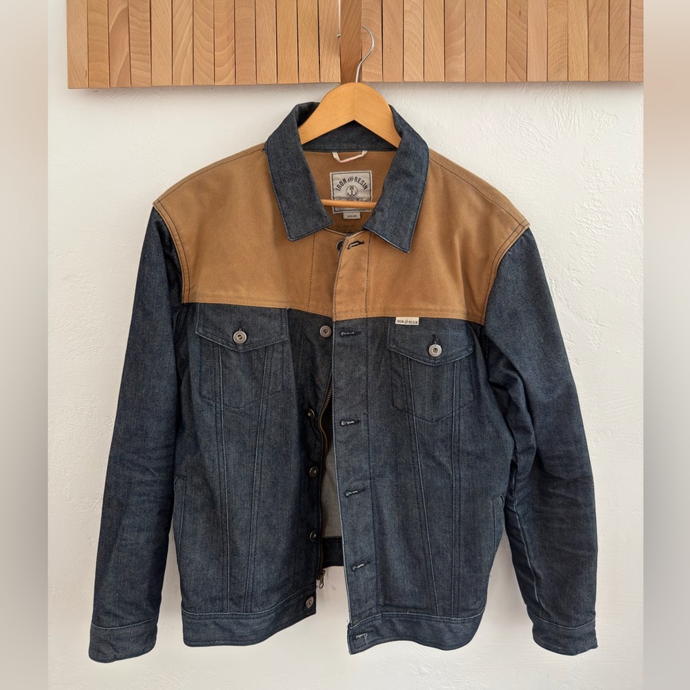 Iron & Resin Men's Denim and Waxed Canvas Jacket